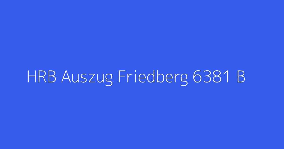 HRB Auszug Friedberg 6381 B&H Consult GmbH Bad Nauheim
